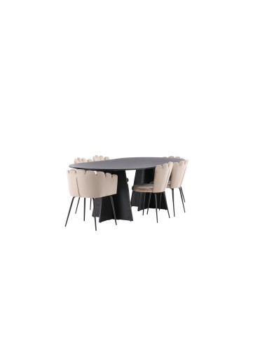 Matgrupp Bootcut med Limhamn matstolar, 230 × 115 cm