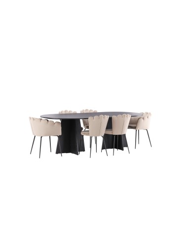 Matgrupp Bootcut med Limhamn matstolar, 230 × 115 cm