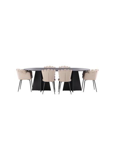 Matgrupp Bootcut med Limhamn matstolar, 230 × 115 cm