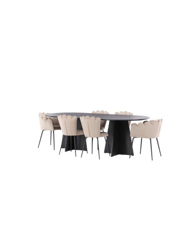Matgrupp Bootcut med Limhamn matstolar, 230 × 115 cm