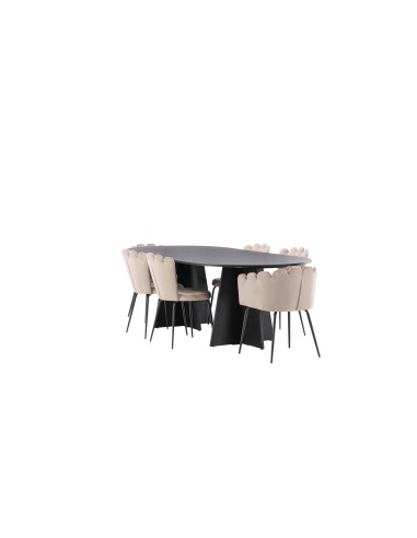 Matgrupp Bootcut med Limhamn matstolar, 230 × 115 cm