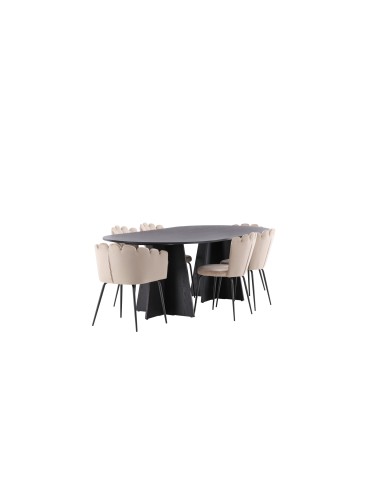 Matgrupp Bootcut med Limhamn matstolar, 230 × 115 cm
