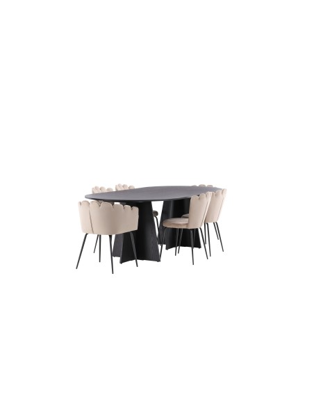 Matgrupp Bootcut med Limhamn matstolar, 230 × 115 cm