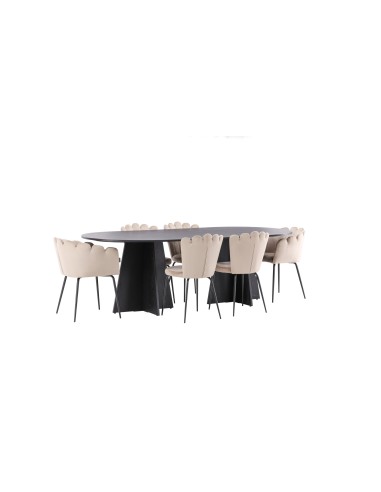 Matgrupp Bootcut med Limhamn matstolar, 230 × 115 cm