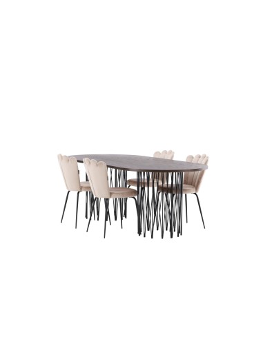 Matgrupp Stone med Limhamn matstolar, 220 × 100 cm
