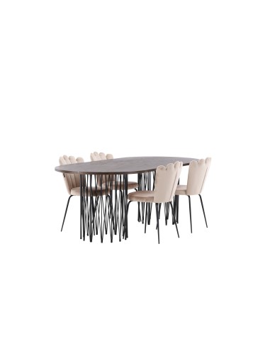 Matgrupp Stone med Limhamn matstolar, 220 × 100 cm