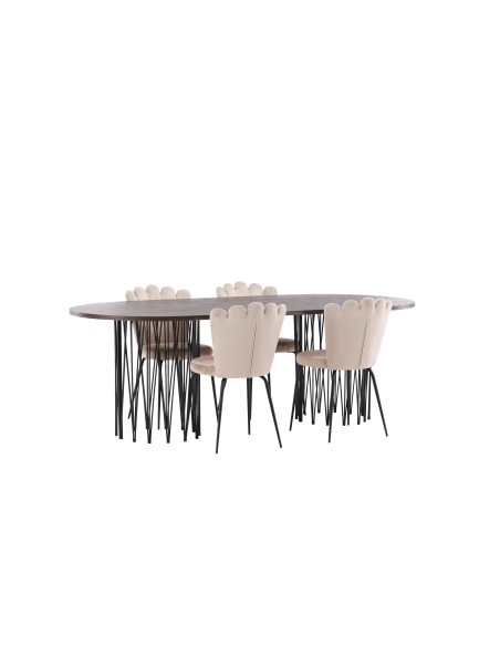 Matgrupp Stone med Limhamn matstolar, 220 × 100 cm