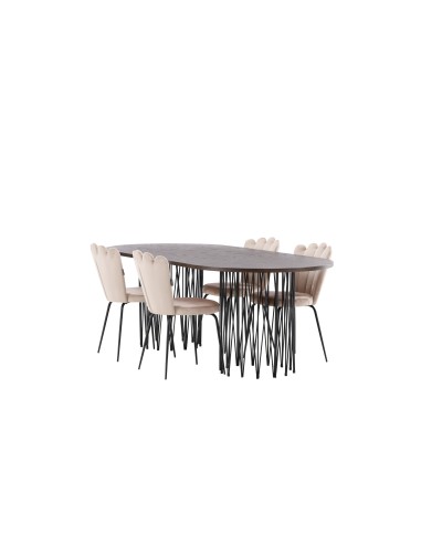 Matgrupp Stone med Limhamn matstolar, 220 × 100 cm