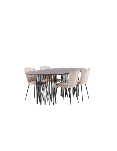 Matgrupp Stone med Limhamn matstolar, 220 × 100 cm