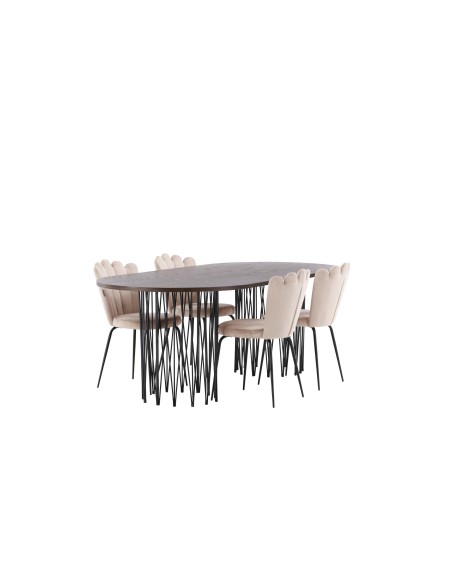 Matgrupp Stone med Limhamn matstolar, 220 × 100 cm