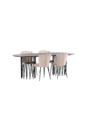 Matgrupp Stone med Limhamn matstolar, 220 × 100 cm