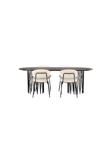 Matgrupp Stone med Chico matstolar, 220 × 100 cm