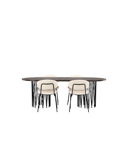 Matgrupp Stone med Chico matstolar, 220 × 100 cm