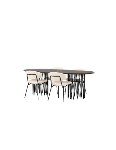 Matgrupp Stone med Chico matstolar, 220 × 100 cm