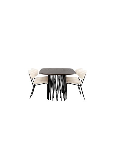 Matgrupp Stone med Chico matstolar, 220 × 100 cm