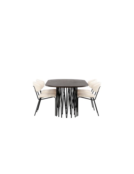 Matgrupp Stone med Chico matstolar, 220 × 100 cm