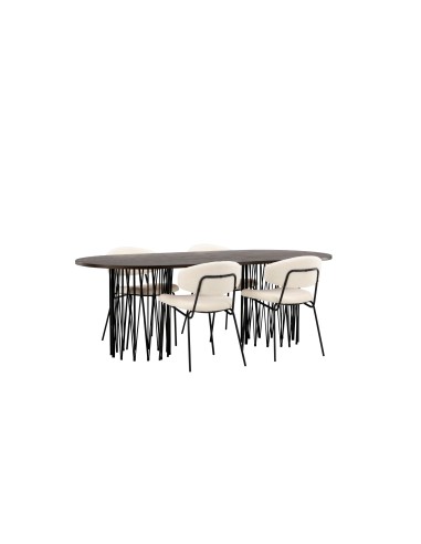 Matgrupp Stone med Chico matstolar, 220 × 100 cm