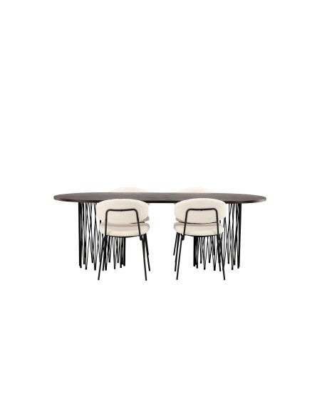 Matgrupp Stone med Chico matstolar, 220 × 100 cm