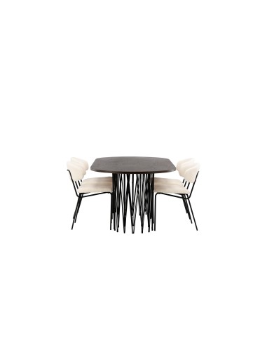 Matgrupp Stone med Chico matstolar, 220 × 100 cm