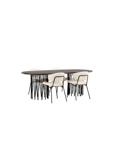 Matgrupp Stone med Chico matstolar, 220 × 100 cm
