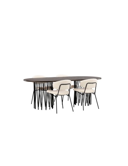 Matgrupp Stone med Chico matstolar, 220 × 100 cm
