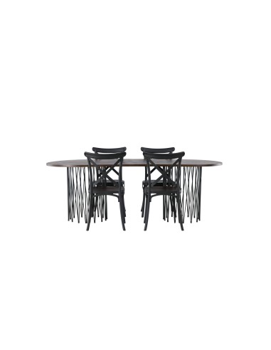 Matgrupp Stone med Crosett matstolar, 220 × 100 cm