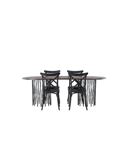 Matgrupp Stone med Crosett matstolar, 220 × 100 cm
