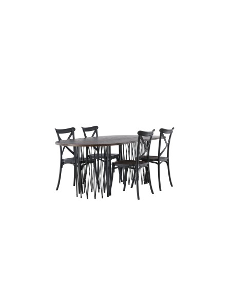 Matgrupp Stone med Crosett matstolar, 220 × 100 cm