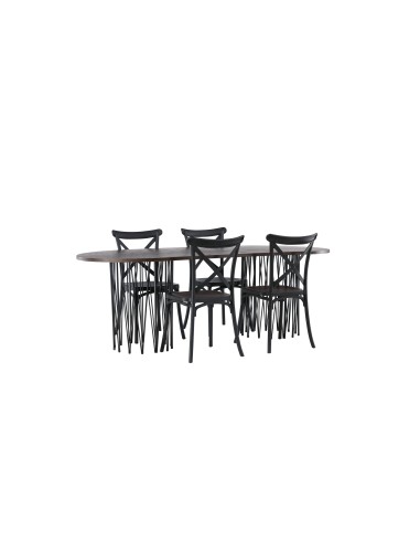 Matgrupp Stone med Crosett matstolar, 220 × 100 cm