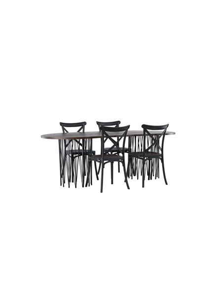 Matgrupp Stone med Crosett matstolar, 220 × 100 cm