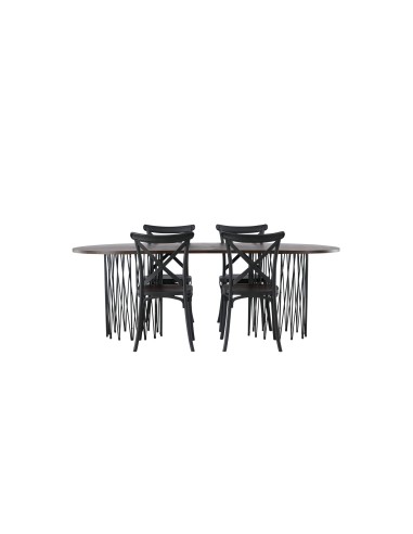 Matgrupp Stone med Crosett matstolar, 220 × 100 cm