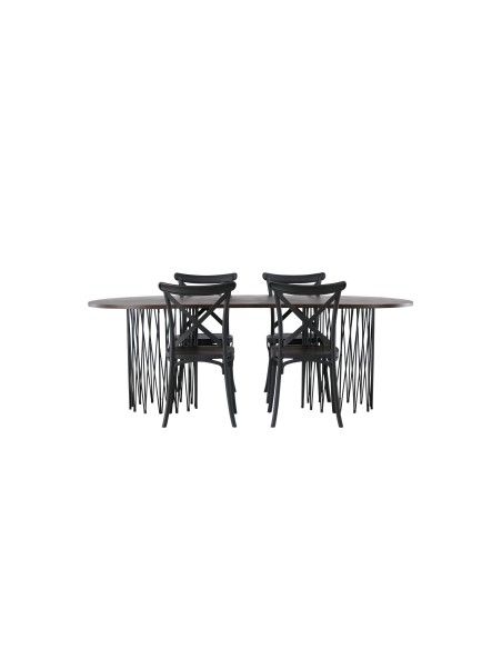Matgrupp Stone med Crosett matstolar, 220 × 100 cm
