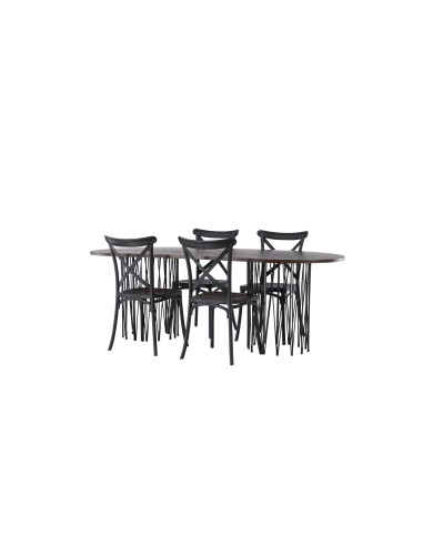 Matgrupp Stone med Crosett matstolar, 220 × 100 cm
