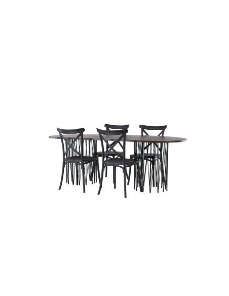 Matgrupp Stone med Crosett matstolar, 220 × 100 cm