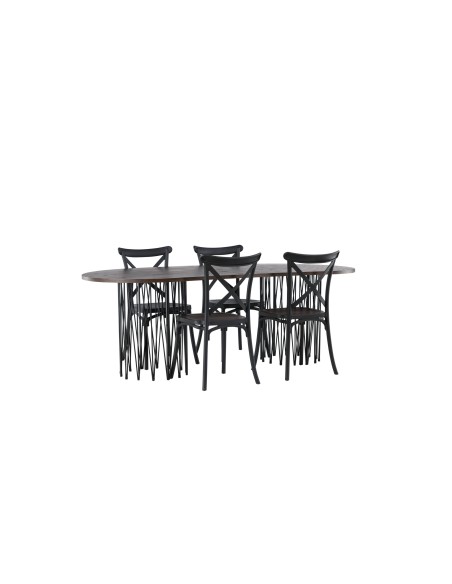 Matgrupp Stone med Crosett matstolar, 220 × 100 cm