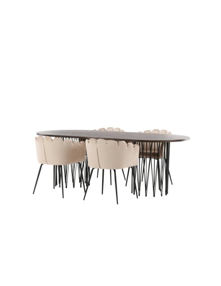 Matgrupp Stone med Limhamn matstolar, 220 × 100 cm