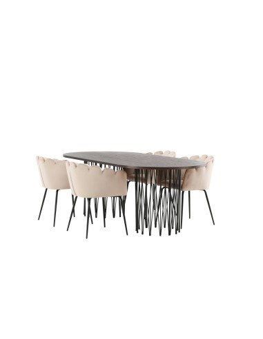 Matgrupp Stone med Limhamn matstolar, 220 × 100 cm