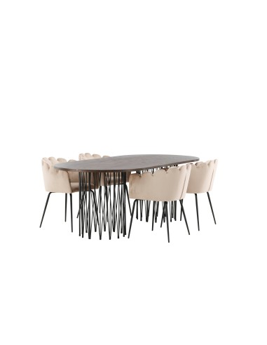 Matgrupp Stone med Limhamn matstolar, 220 × 100 cm
