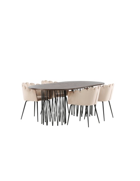 Matgrupp Stone med Limhamn matstolar, 220 × 100 cm