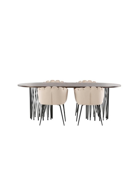 Matgrupp Stone med Limhamn matstolar, 220 × 100 cm