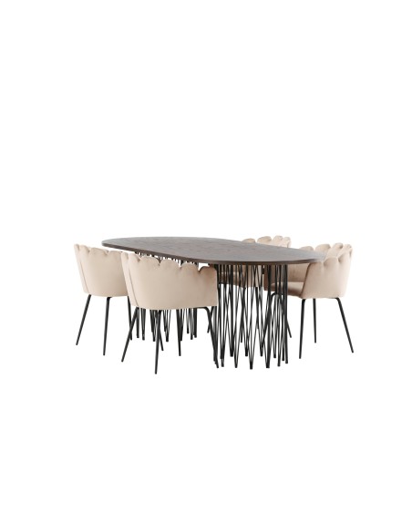 Matgrupp Stone med Limhamn matstolar, 220 × 100 cm