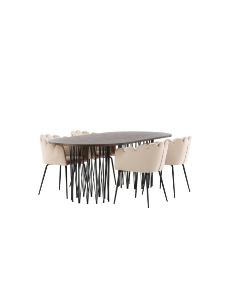 Matgrupp Stone med Limhamn matstolar, 220 × 100 cm
