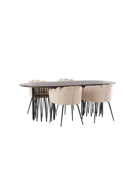Matgrupp Stone med Limhamn matstolar, 220 × 100 cm