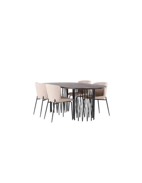 Matgrupp Stone med Modesto matstolar, 220 × 100 cm