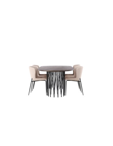 Matgrupp Stone med Modesto matstolar, 220 × 100 cm