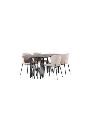 Matgrupp Stone med Modesto matstolar, 220 × 100 cm