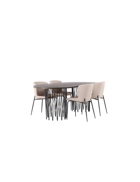Matgrupp Stone med Modesto matstolar, 220 × 100 cm