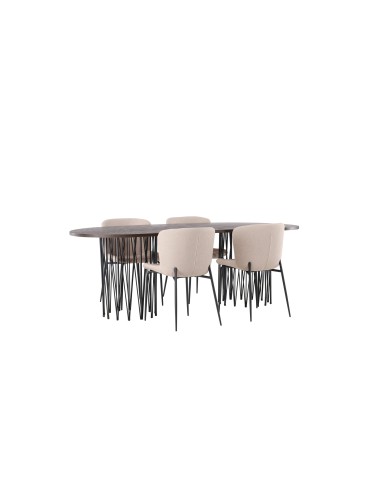 Matgrupp Stone med Modesto matstolar, 220 × 100 cm