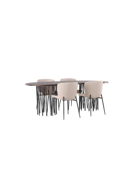 Matgrupp Stone med Modesto matstolar, 220 × 100 cm