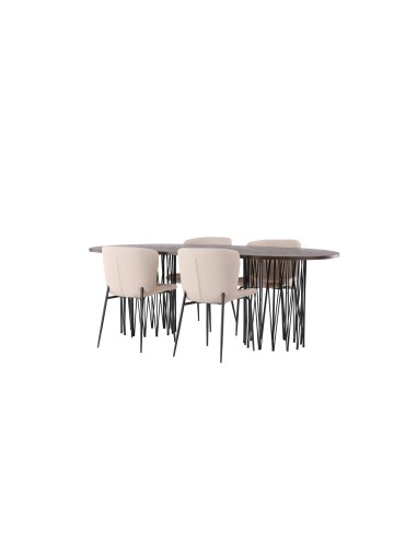 Matgrupp Stone med Modesto matstolar, 220 × 100 cm